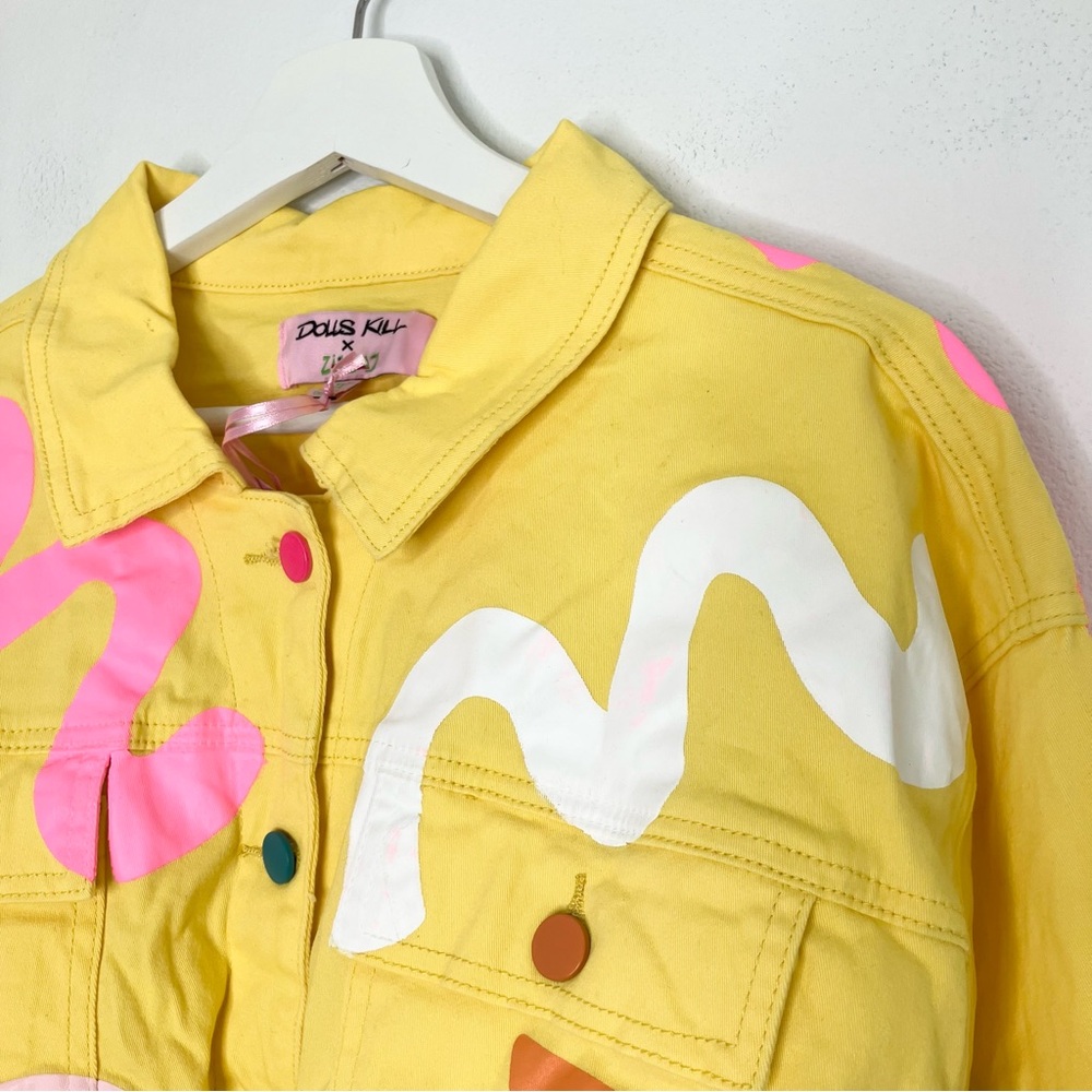 Dolls Kill x Zip Zag Retro Lemon Drop Trucker jacket size XL new - Picture 3 of 6
